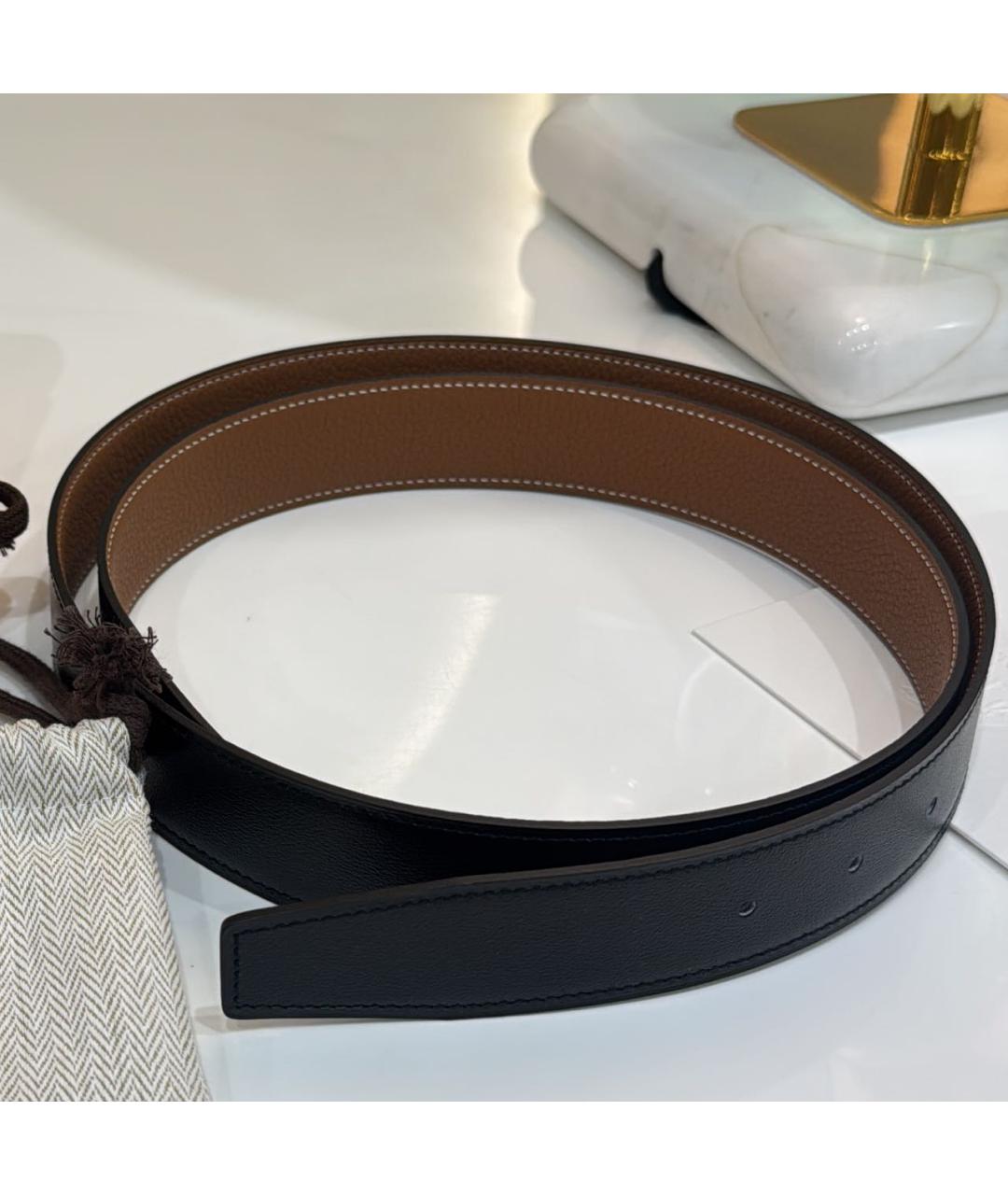 HERMES Черный кожаный ремень, фото 6
