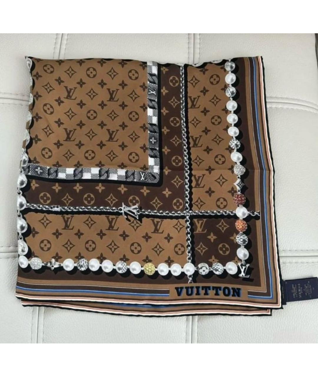 LOUIS VUITTON Коричневый платок, фото 2