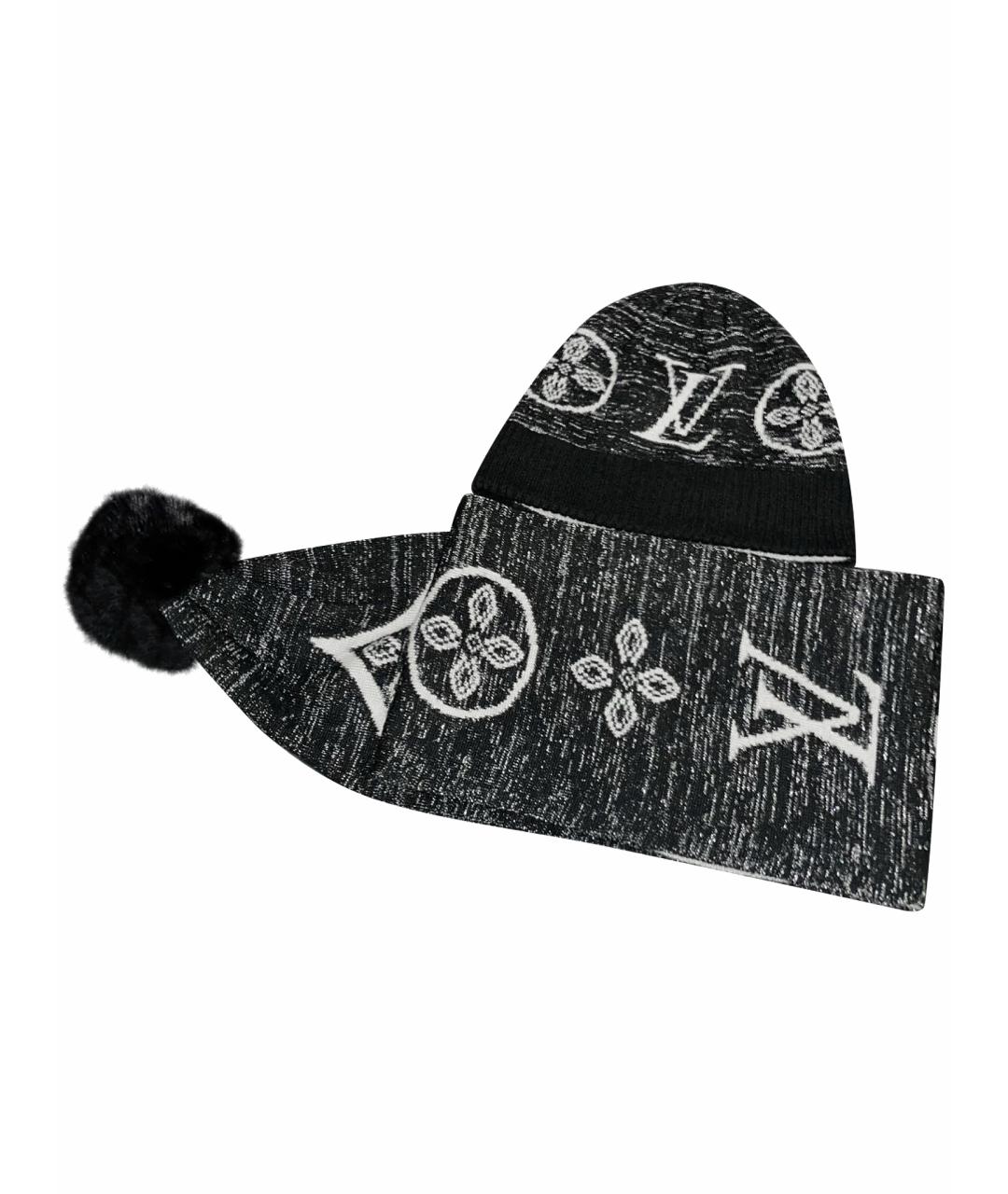 LOUIS VUITTON Черная шерстяная шапка, фото 1