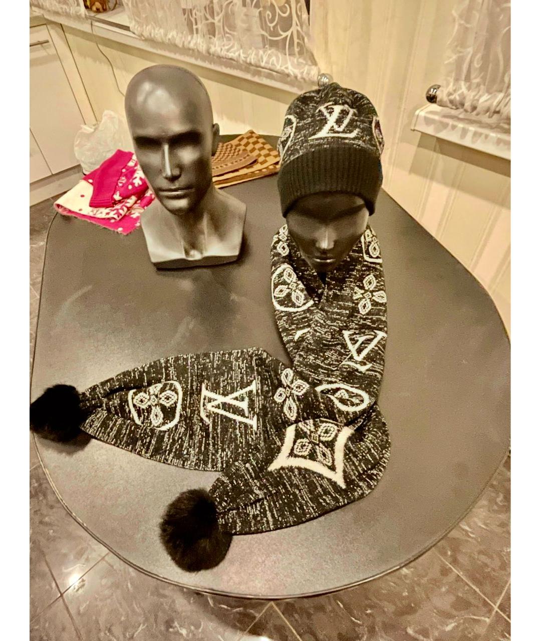 LOUIS VUITTON Черная шерстяная шапка, фото 4