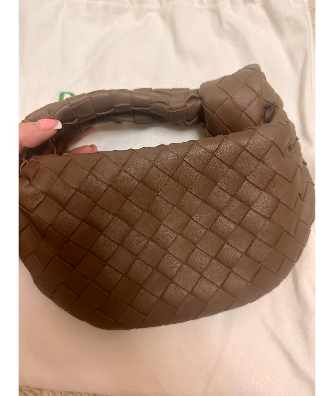 BOTTEGA VENETA Бежевая кожаная сумка с короткими ручками, фото 3