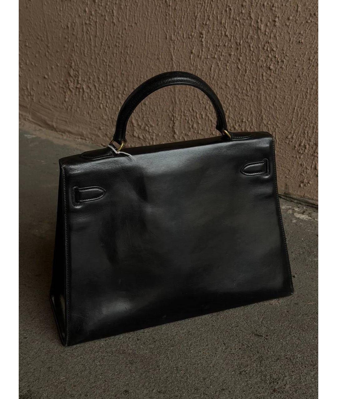 HERMES Черная кожаная сумка с короткими ручками, фото 7