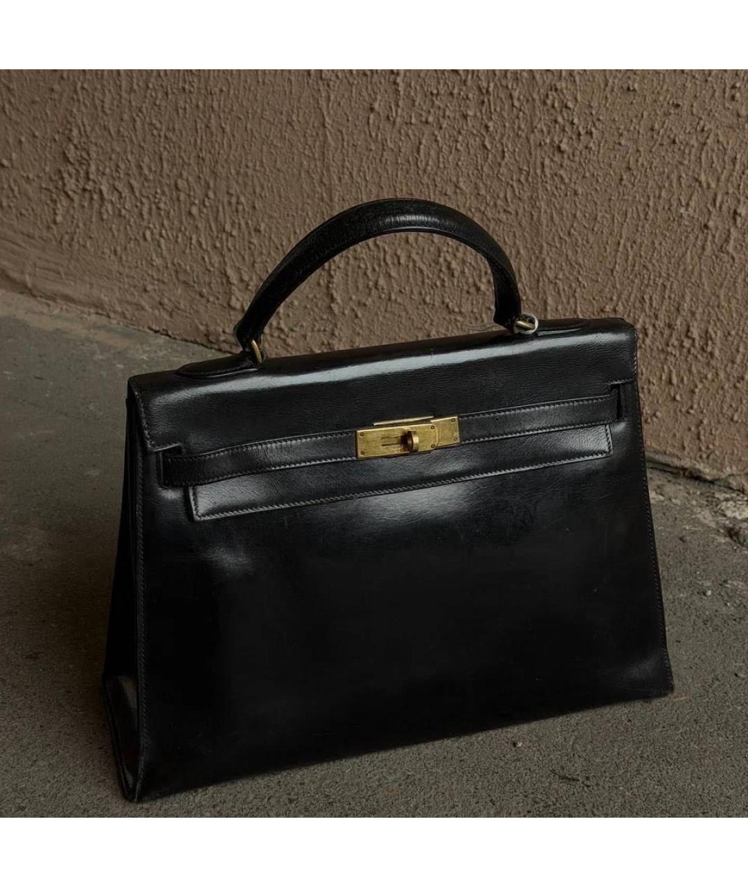 HERMES Черная кожаная сумка с короткими ручками, фото 8