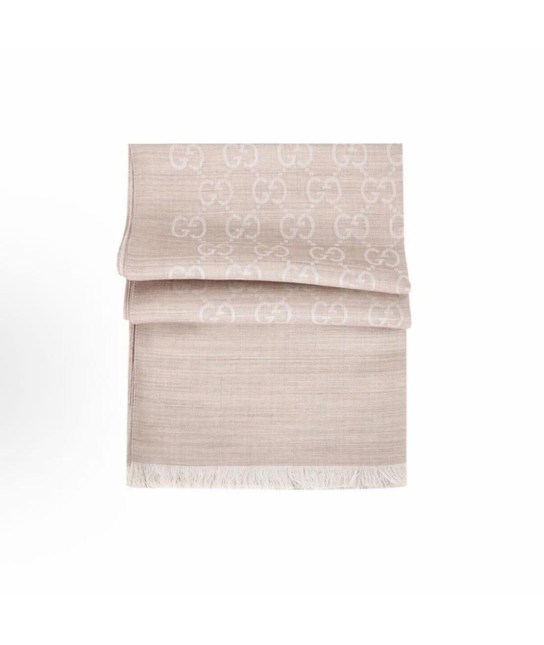 GUCCI Бежевый шерстяной шарф, фото 1