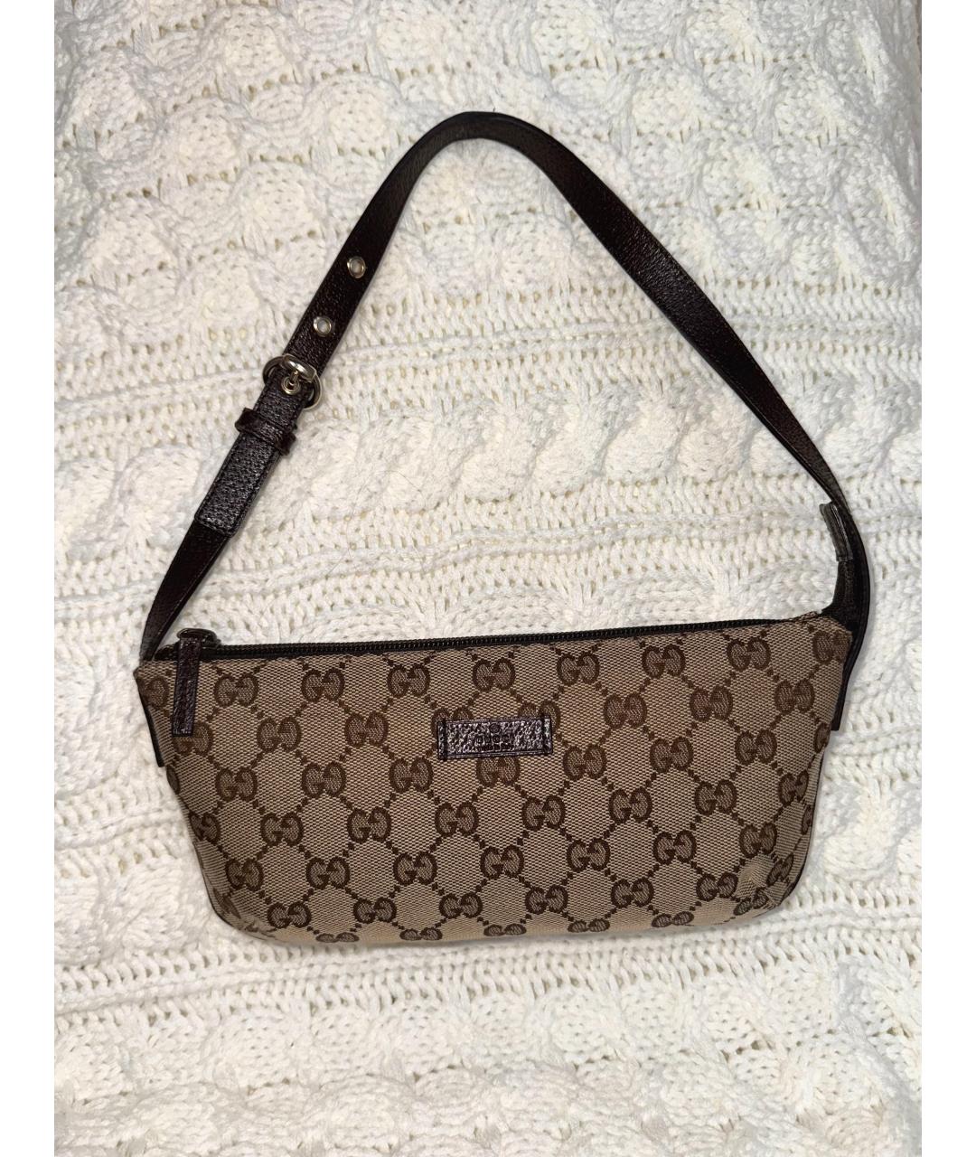 GUCCI Коричневая тканевая сумка через плечо, фото 8