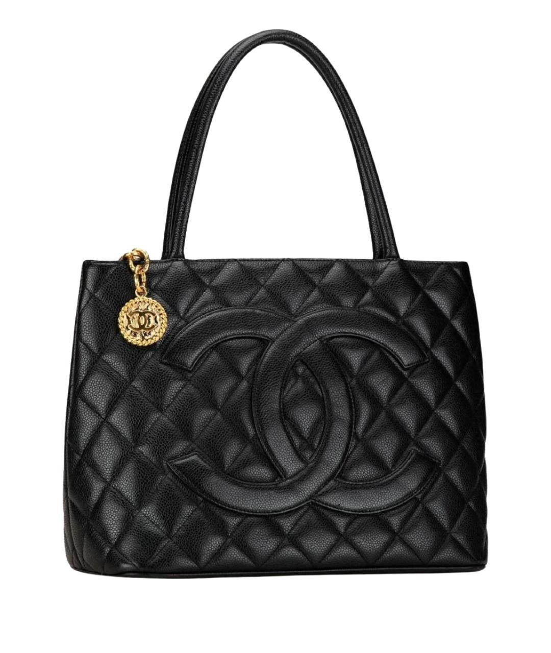 CHANEL Черная кожаная сумка с короткими ручками, фото 1