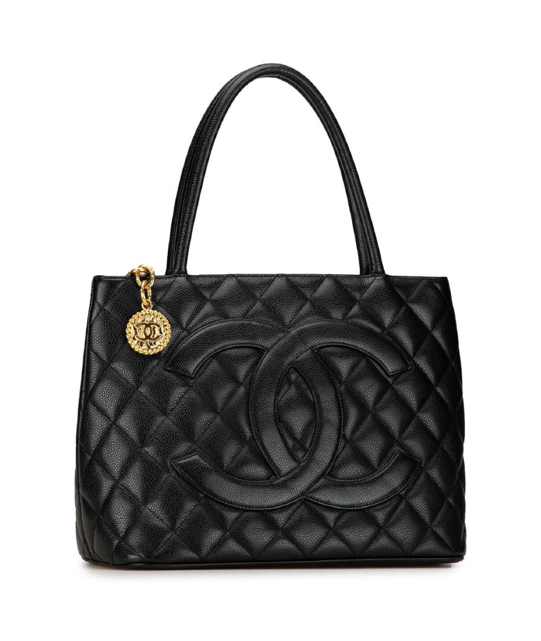 CHANEL Черная кожаная сумка с короткими ручками, фото 9