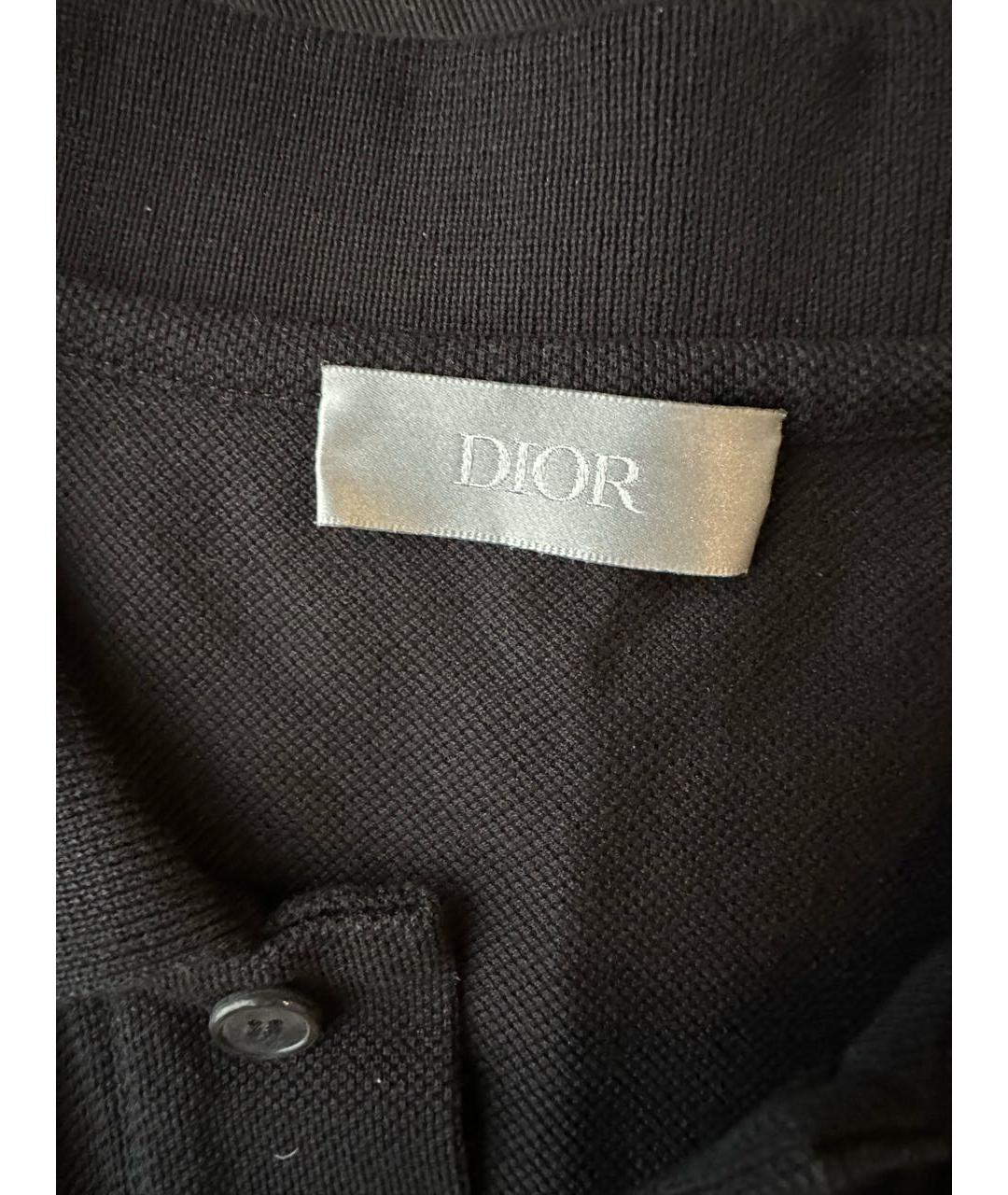 CHRISTIAN DIOR Черное хлопковое поло с коротким рукавом, фото 4