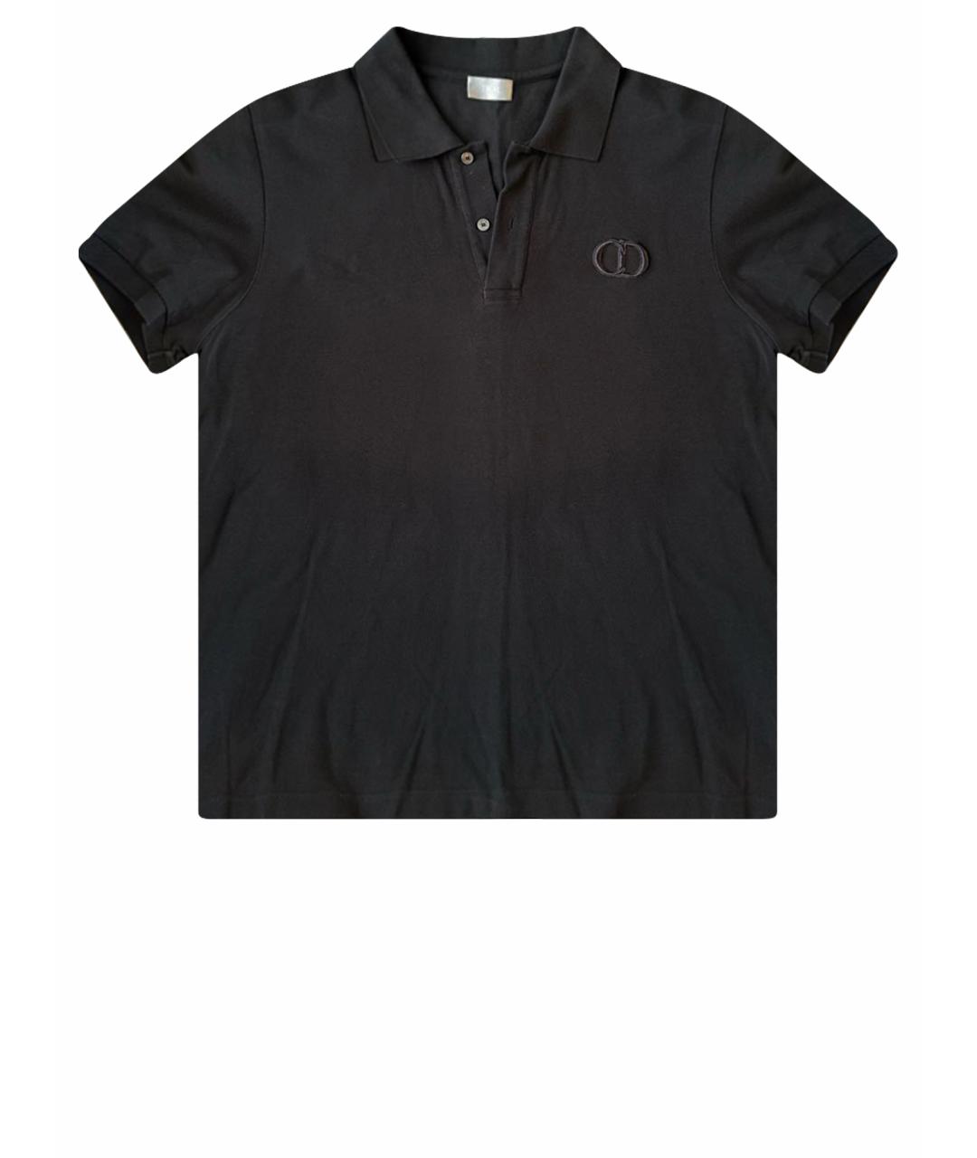 CHRISTIAN DIOR Черное хлопковое поло с коротким рукавом, фото 1