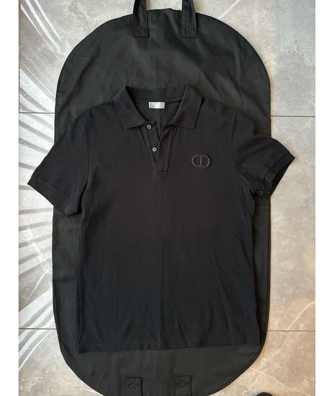 CHRISTIAN DIOR Черное хлопковое поло с коротким рукавом, фото 6