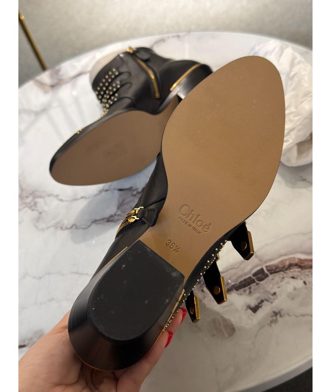 CHLOE Черные кожаные ботильоны, фото 5