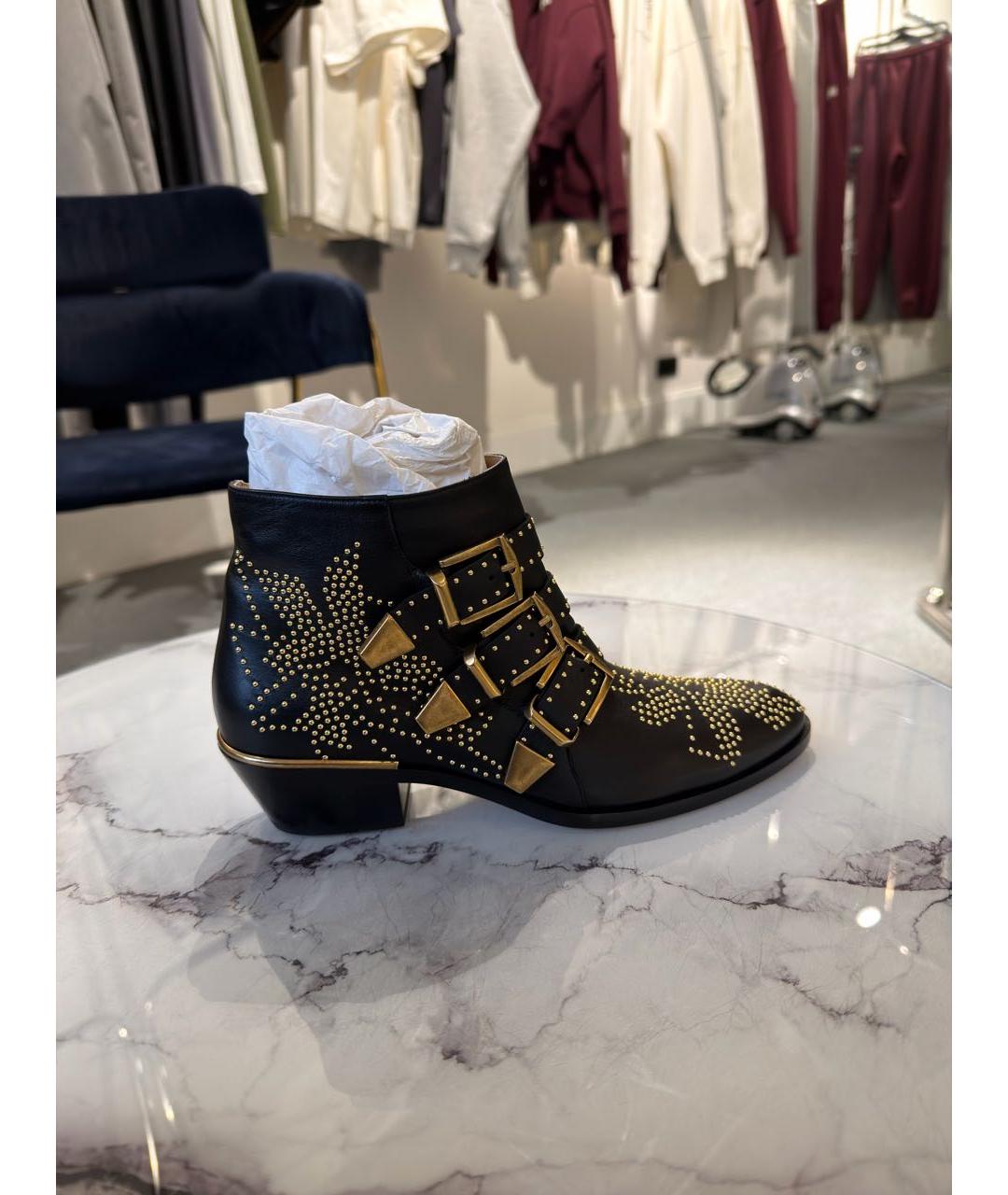 CHLOE Черные кожаные ботильоны, фото 6