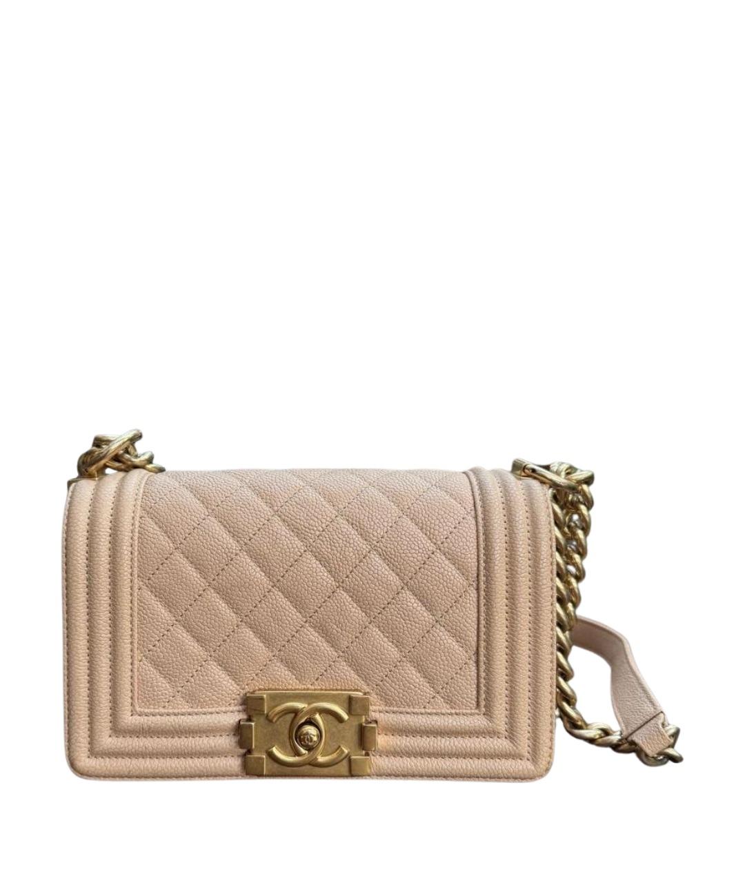 CHANEL Бежевая кожаная сумка через плечо, фото 1