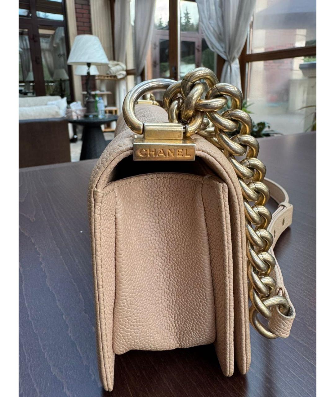 CHANEL Бежевая кожаная сумка через плечо, фото 3