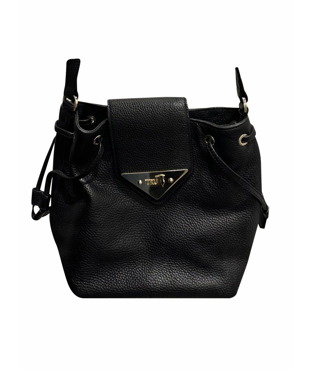 TRUSSARDI Черная кожаная сумка через плечо, фото 5