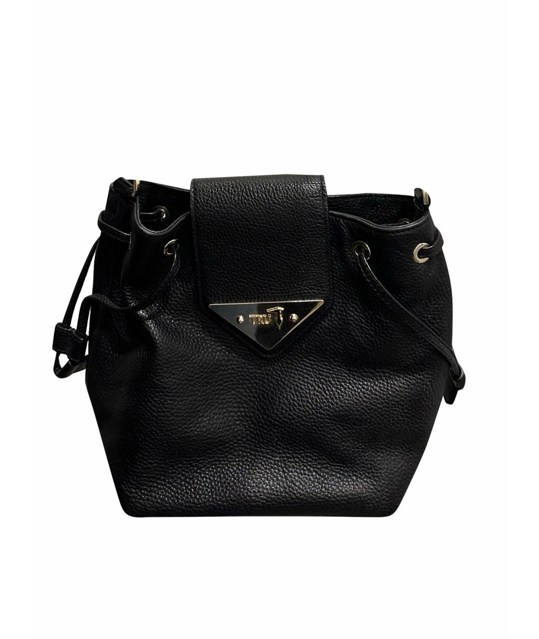 TRUSSARDI Черная кожаная сумка через плечо, фото 1