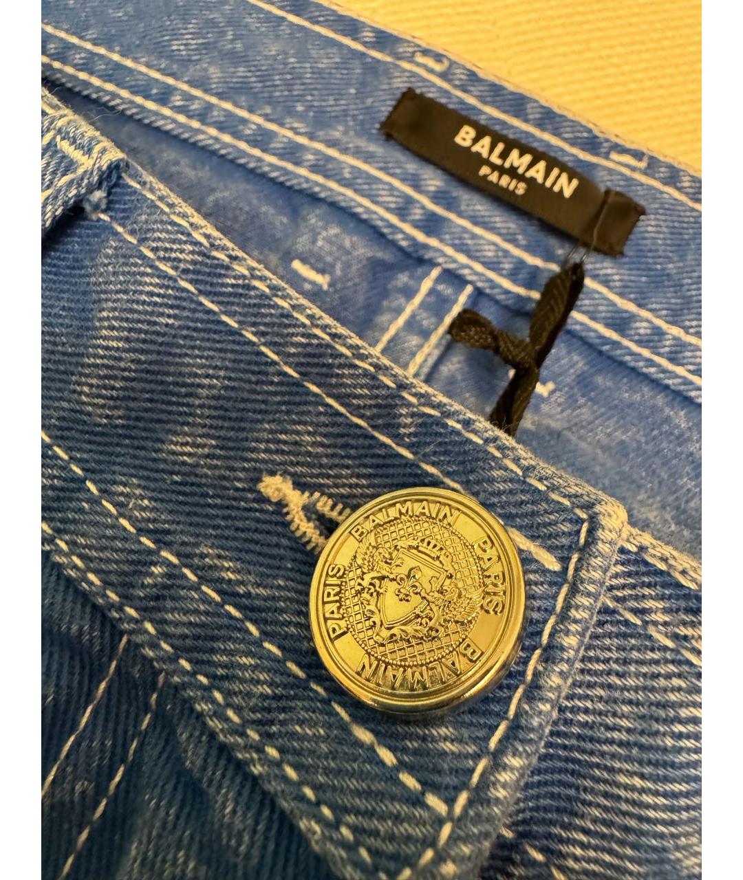 BALMAIN Голубые хлопковые прямые джинсы, фото 3