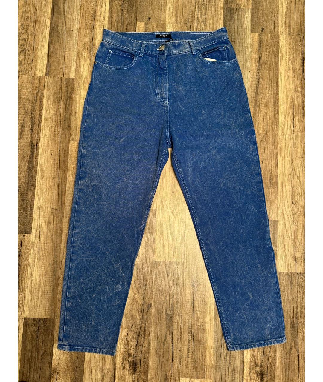 BALMAIN Голубые хлопковые прямые джинсы, фото 4