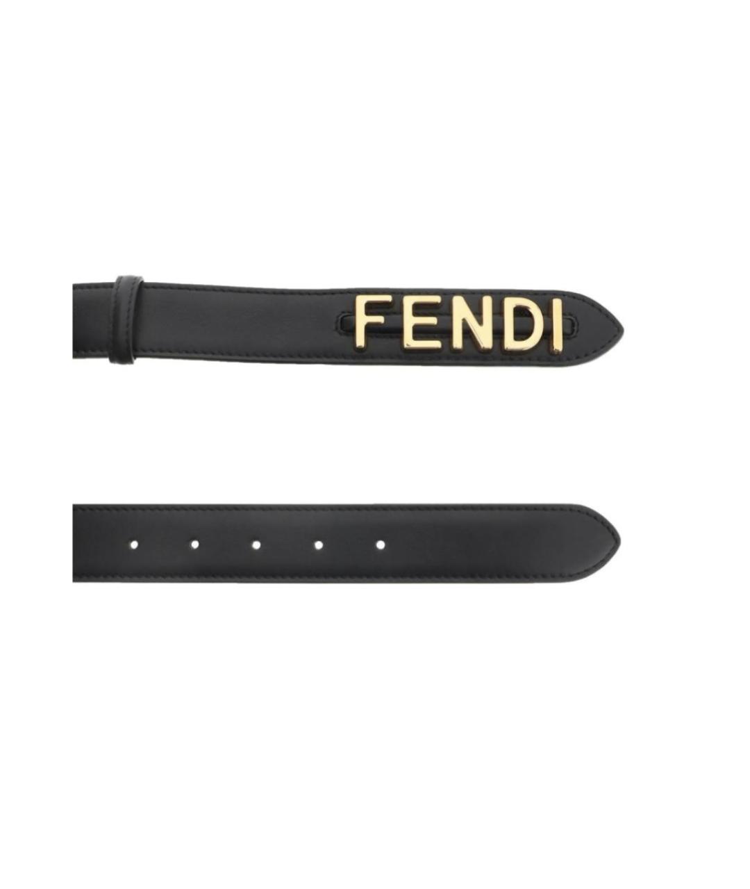 FENDI Черный кожаный ремень, фото 2