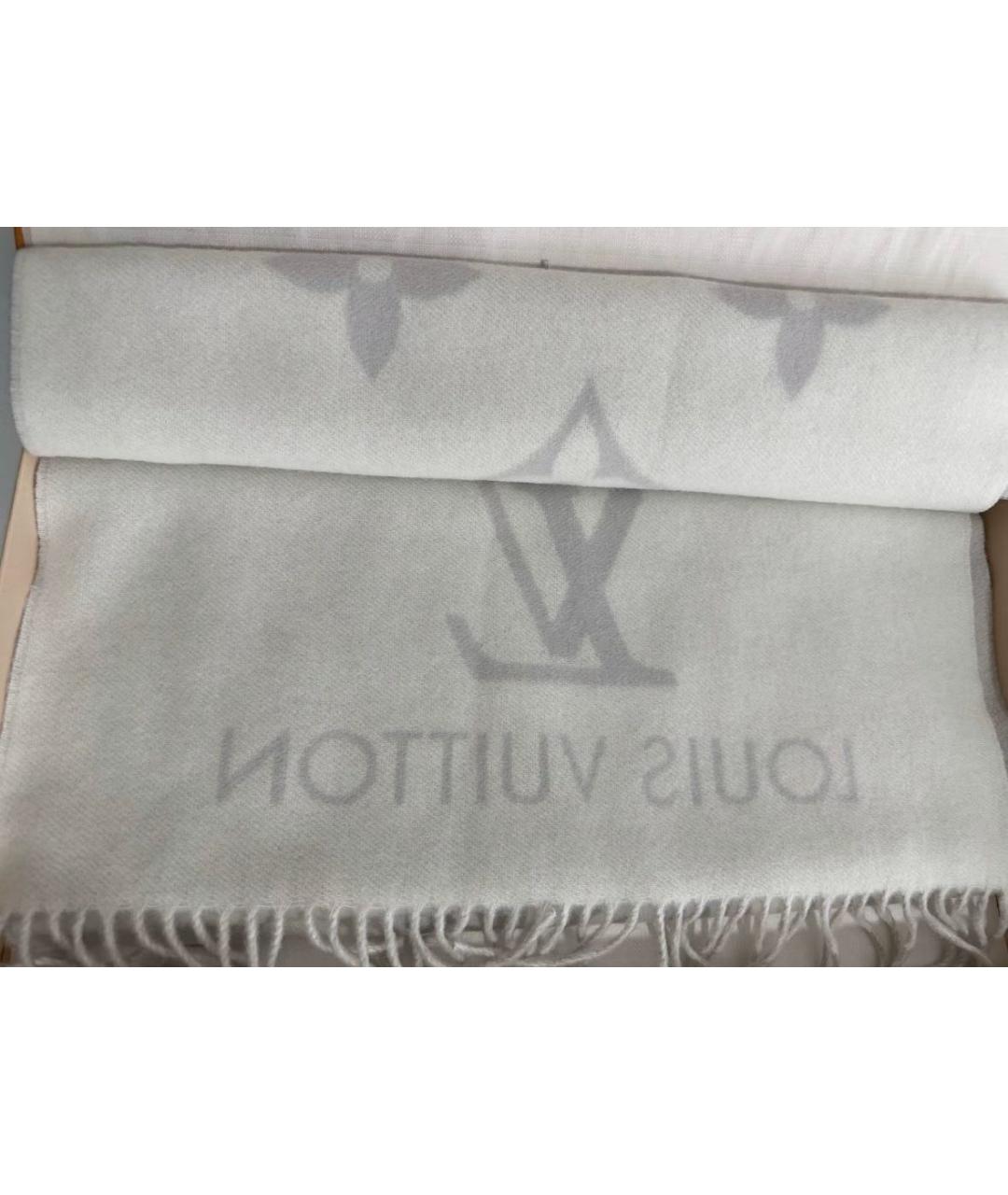 LOUIS VUITTON Серый кашемировый шарф, фото 7