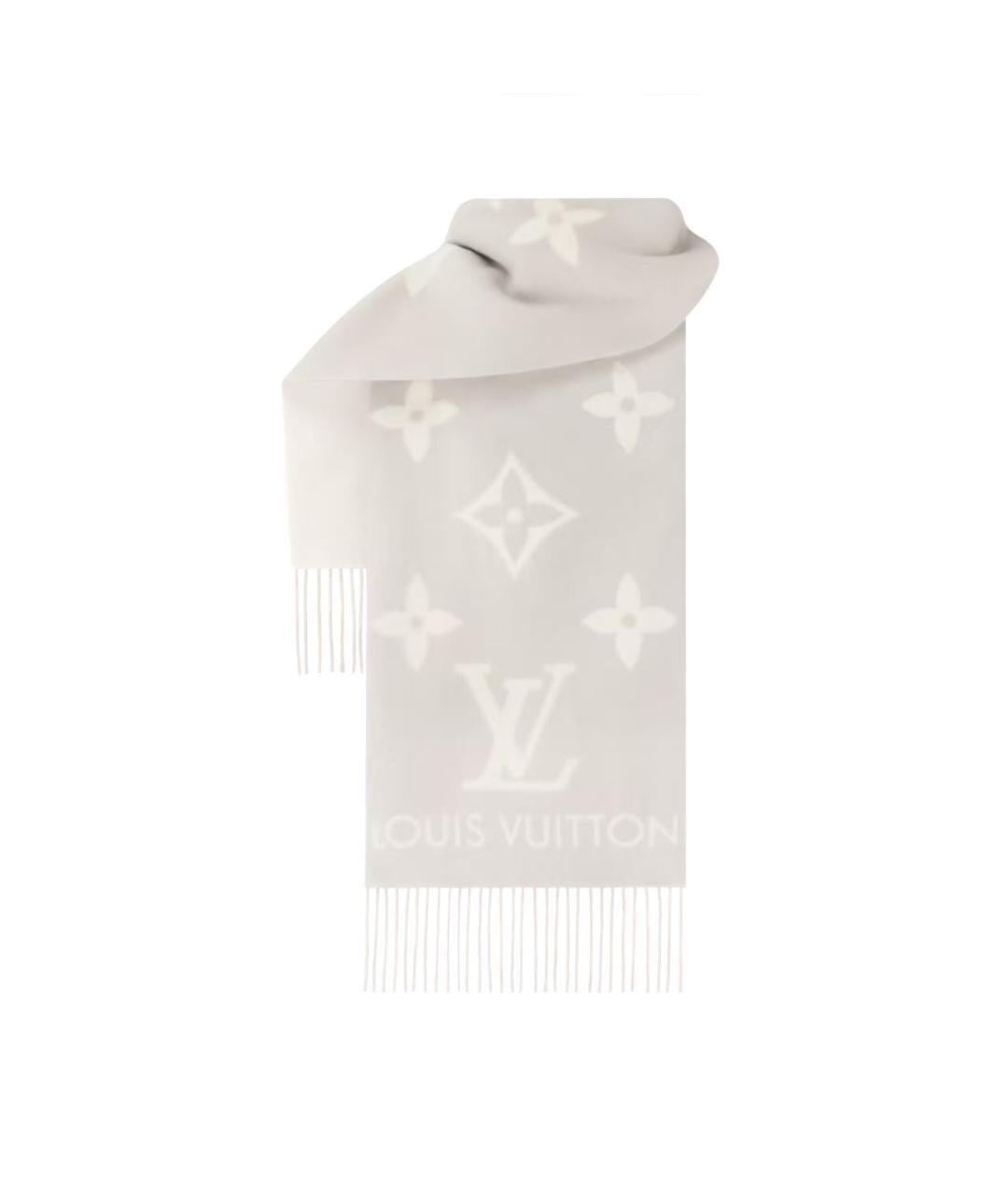 LOUIS VUITTON Серый кашемировый шарф, фото 2
