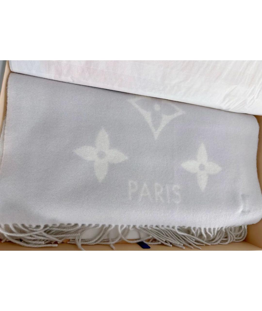 LOUIS VUITTON Серый кашемировый шарф, фото 6