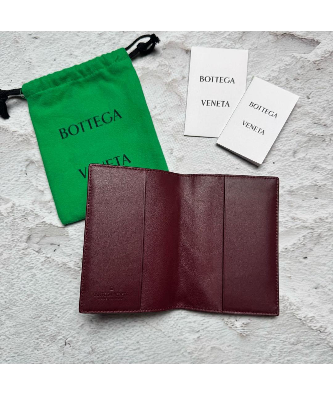 BOTTEGA VENETA Бордовый кожаный кошелек, фото 7