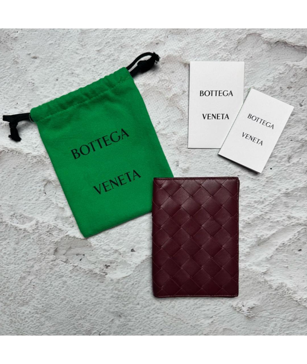 BOTTEGA VENETA Бордовый кожаный кошелек, фото 8