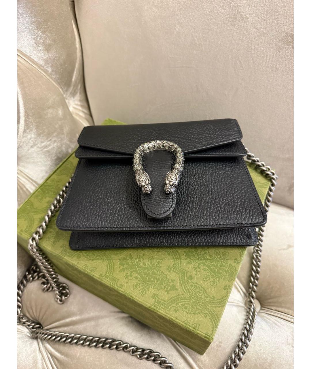 GUCCI Черная кожаная сумка через плечо, фото 5