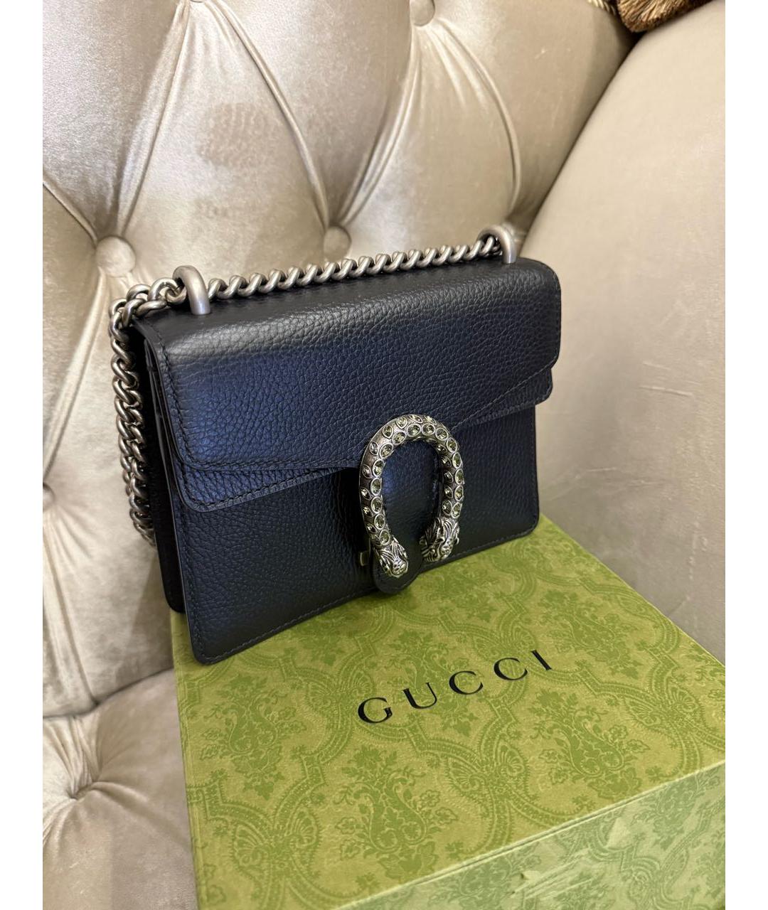GUCCI Черная кожаная сумка через плечо, фото 2