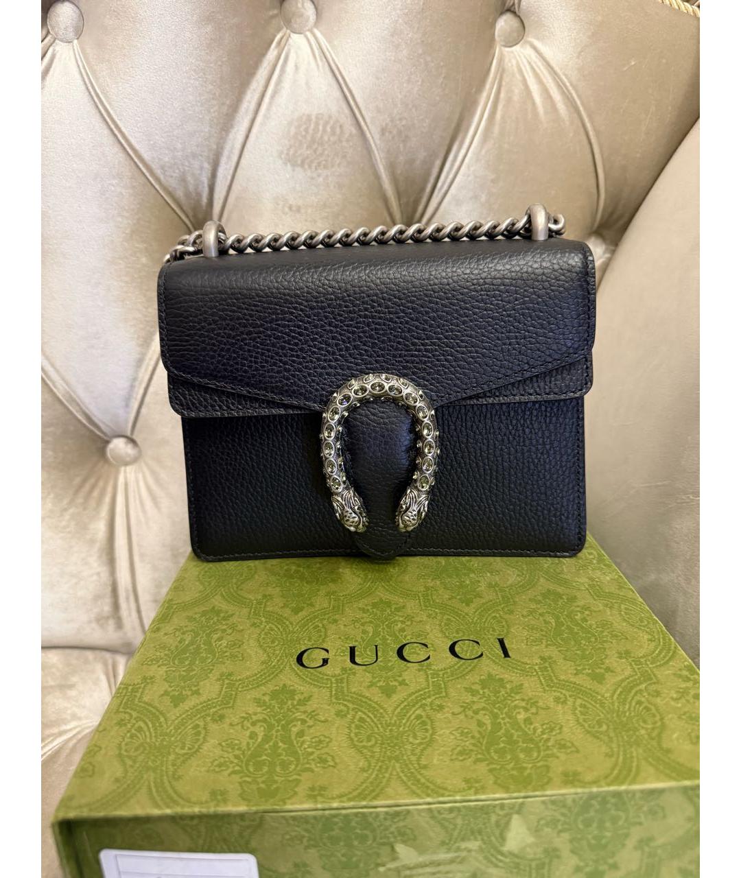 GUCCI Черная кожаная сумка через плечо, фото 7