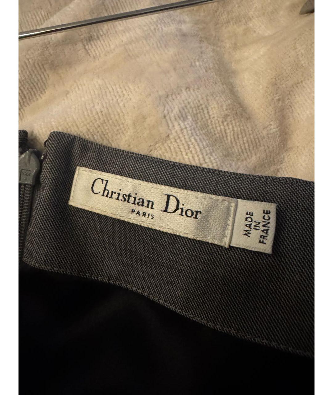 CHRISTIAN DIOR Серое шерстяное коктейльное платье, фото 4
