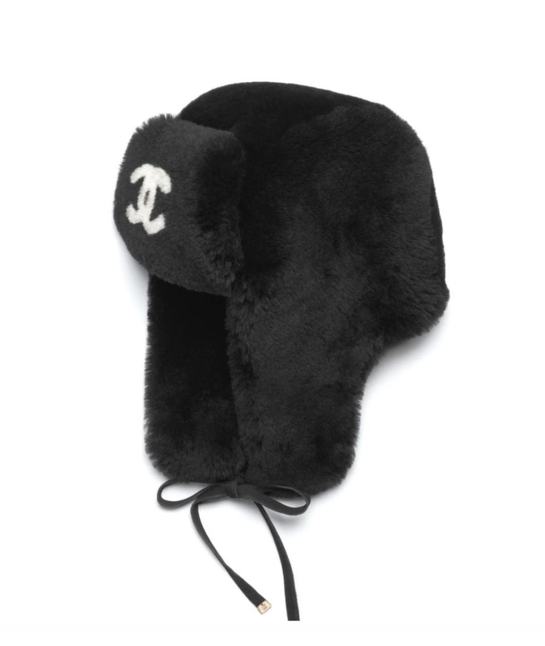 CHANEL Черная шерстяная шапка, фото 1