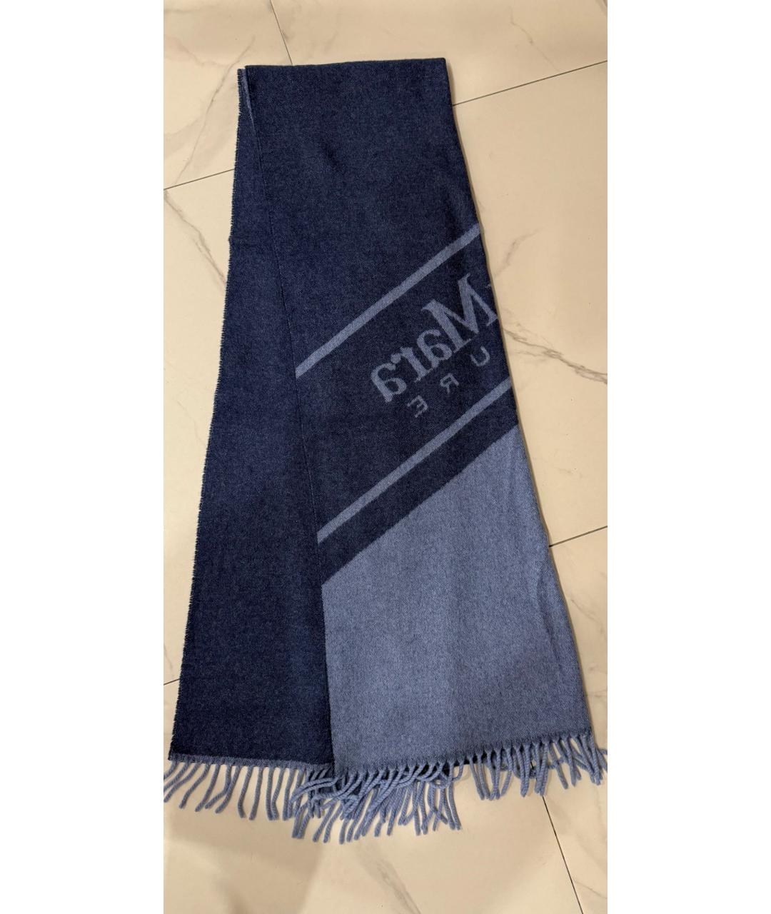 MAX MARA Синий шерстяной шарф, фото 2