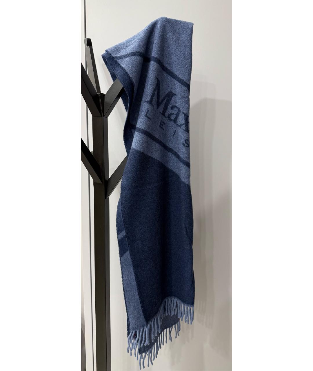 MAX MARA Синий шерстяной шарф, фото 6
