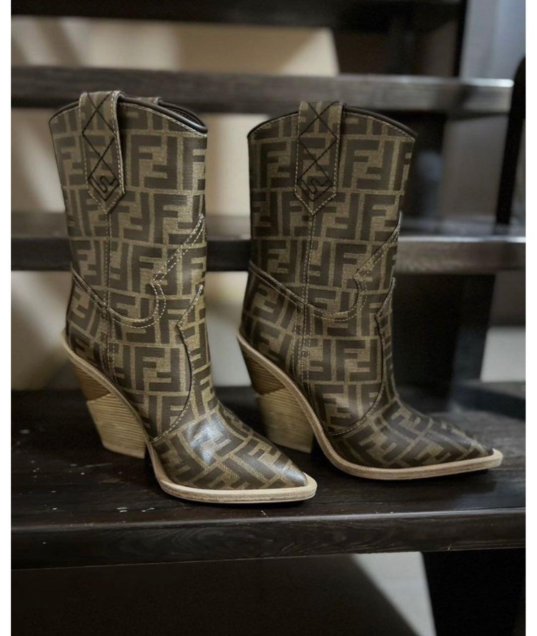 FENDI Коричневые кожаные полусапоги, фото 3