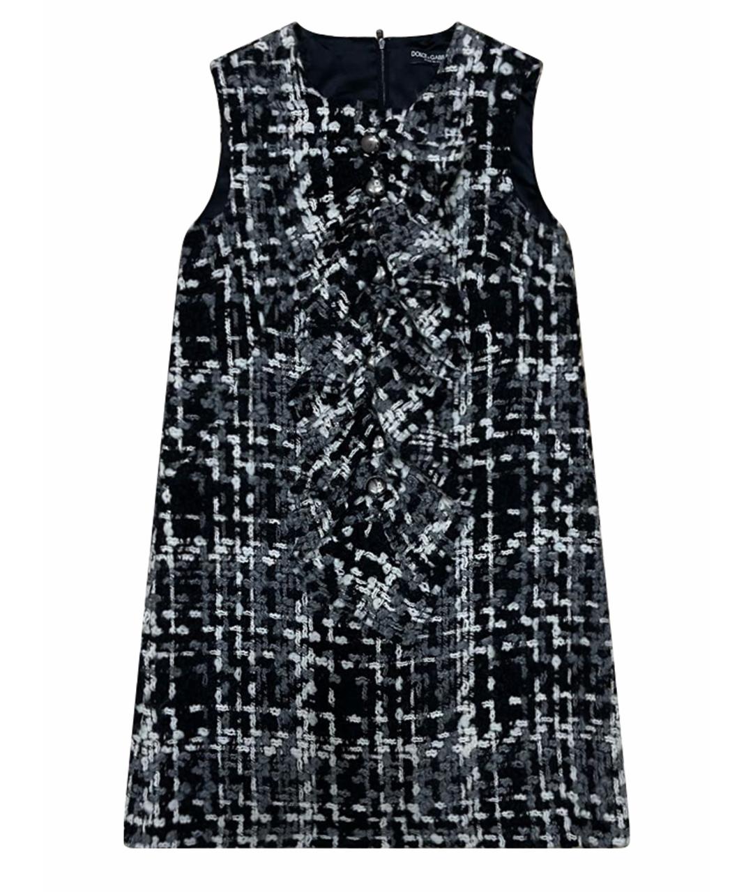 DOLCE&GABBANA Черное шерстяное коктейльное платье, фото 1