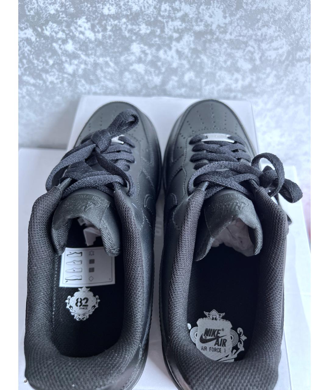 NIKE Черные кожаные низкие кроссовки / кеды, фото 3