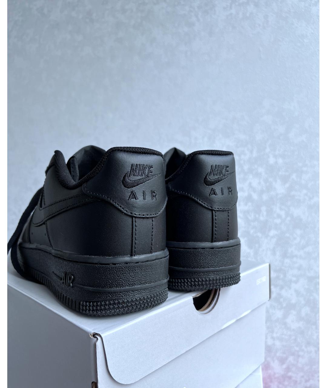 NIKE Черные кожаные низкие кроссовки / кеды, фото 4