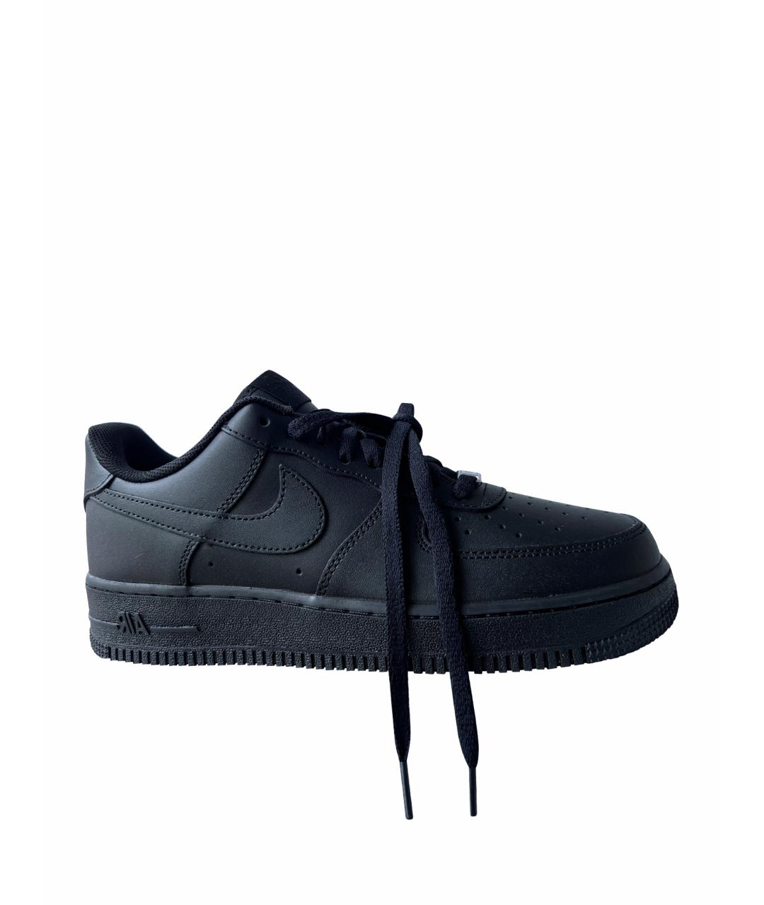 NIKE Черные кожаные низкие кроссовки / кеды, фото 1