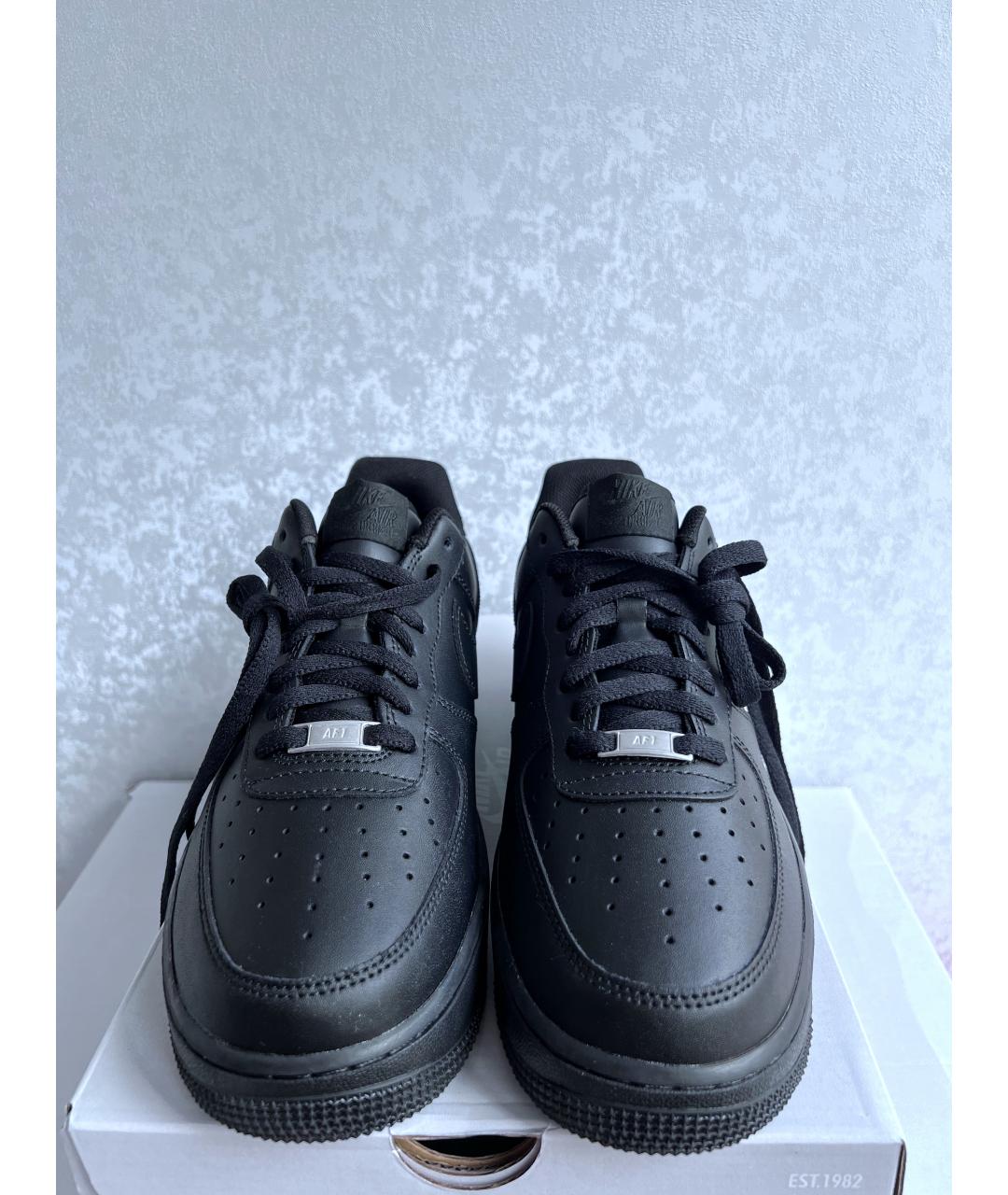 NIKE Черные кожаные низкие кроссовки / кеды, фото 2