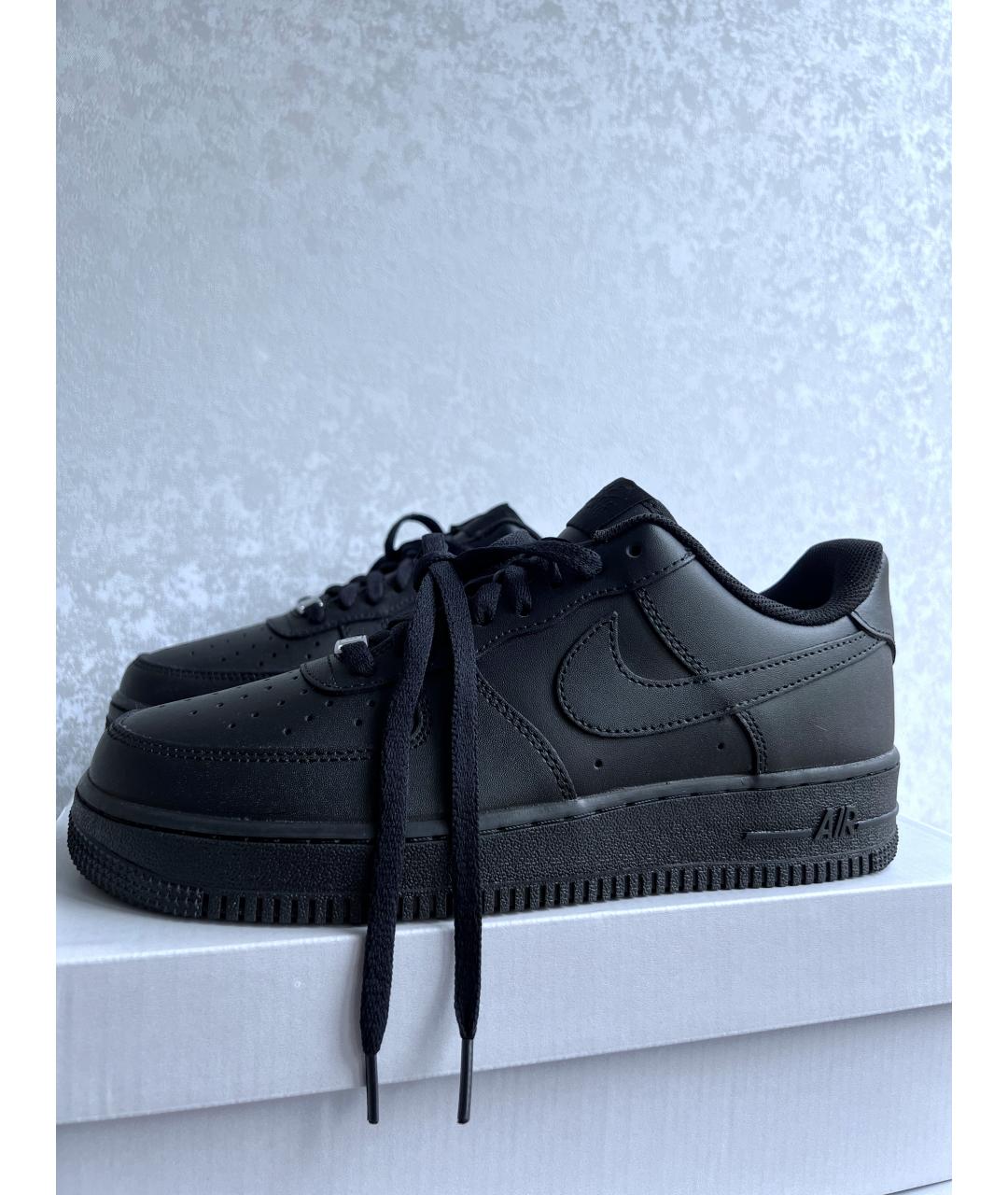 NIKE Черные кожаные низкие кроссовки / кеды, фото 6