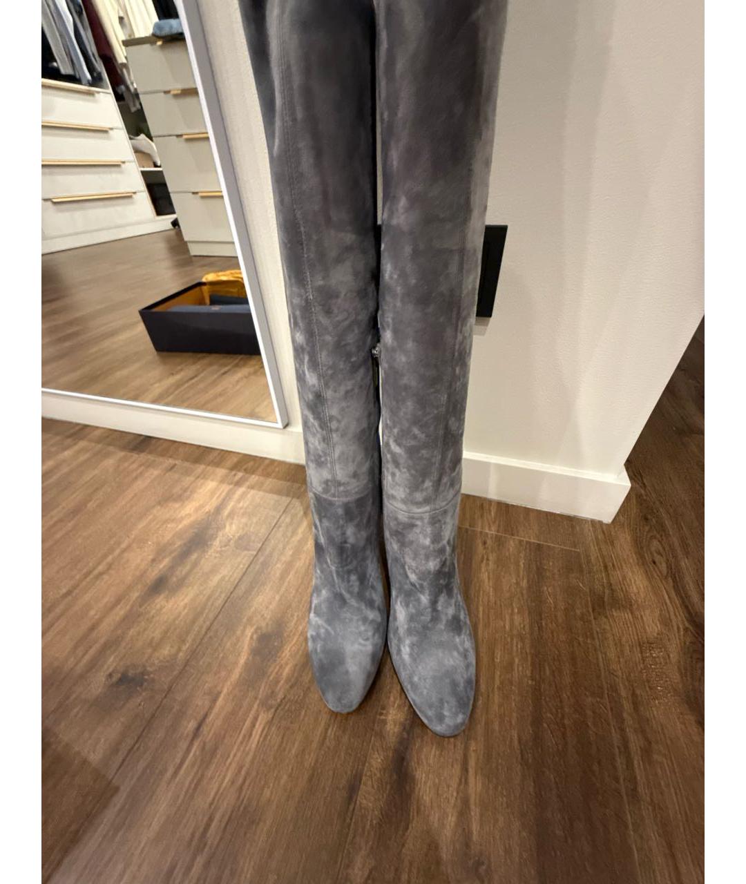 LE SILLA Серые замшевые ботфорты, фото 3