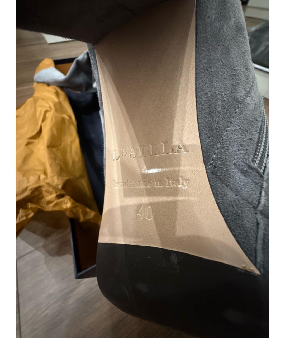 LE SILLA Серые замшевые ботфорты, фото 5