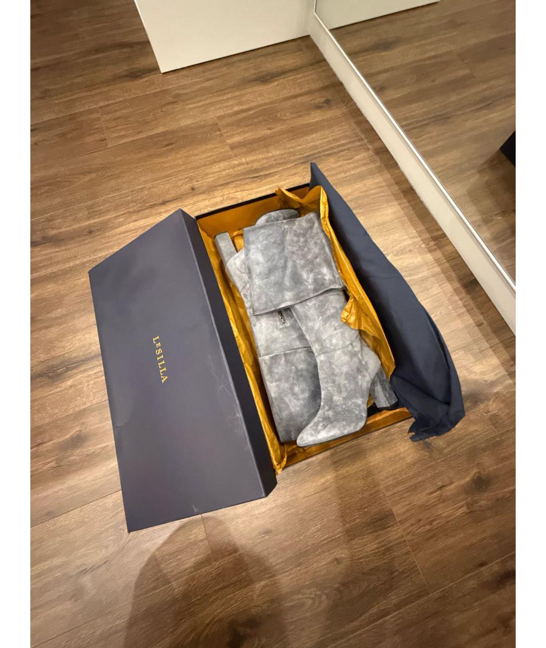 LE SILLA Серые замшевые ботфорты, фото 6