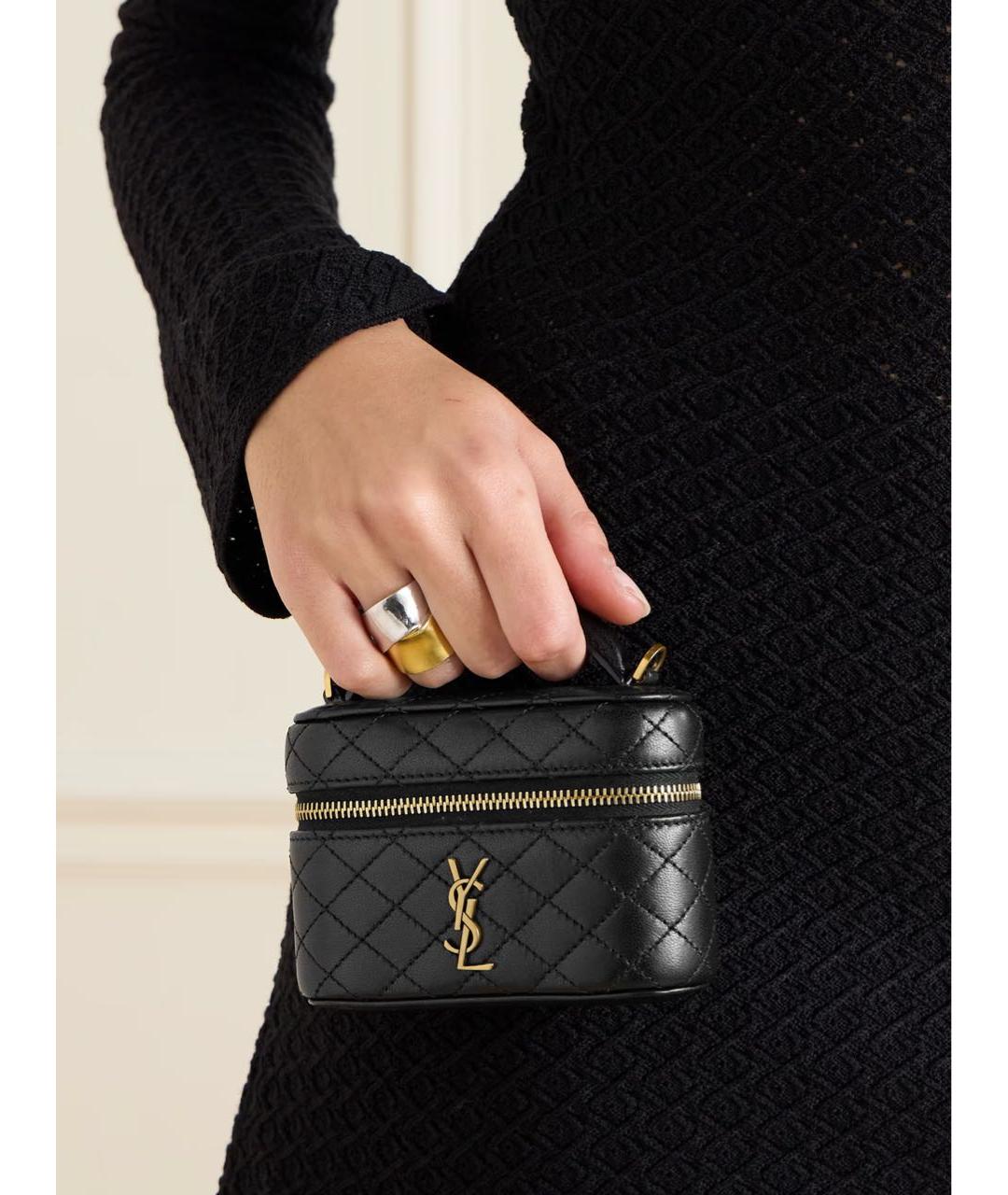 SAINT LAURENT Черная кожаная сумка через плечо, фото 3