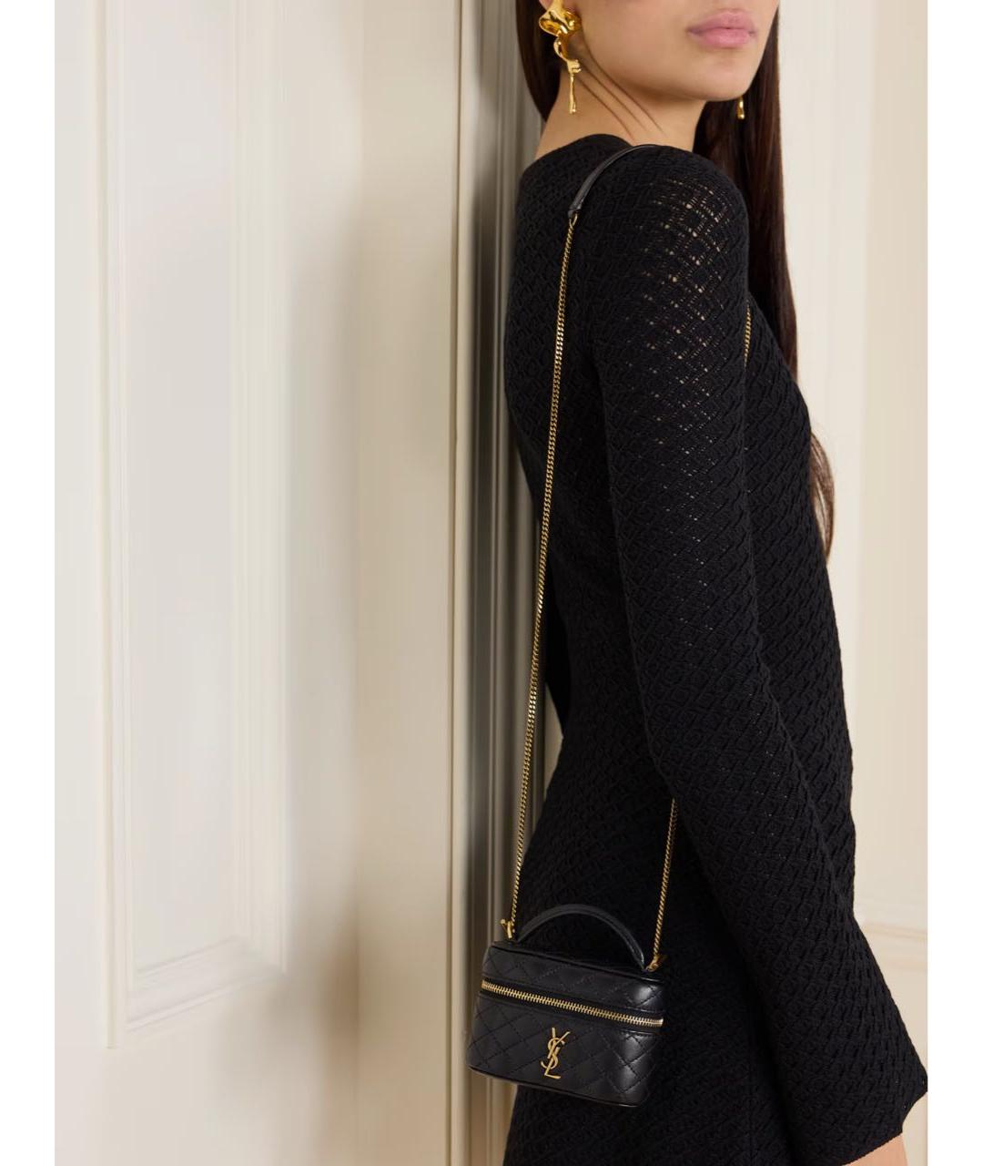 SAINT LAURENT Черная кожаная сумка через плечо, фото 2