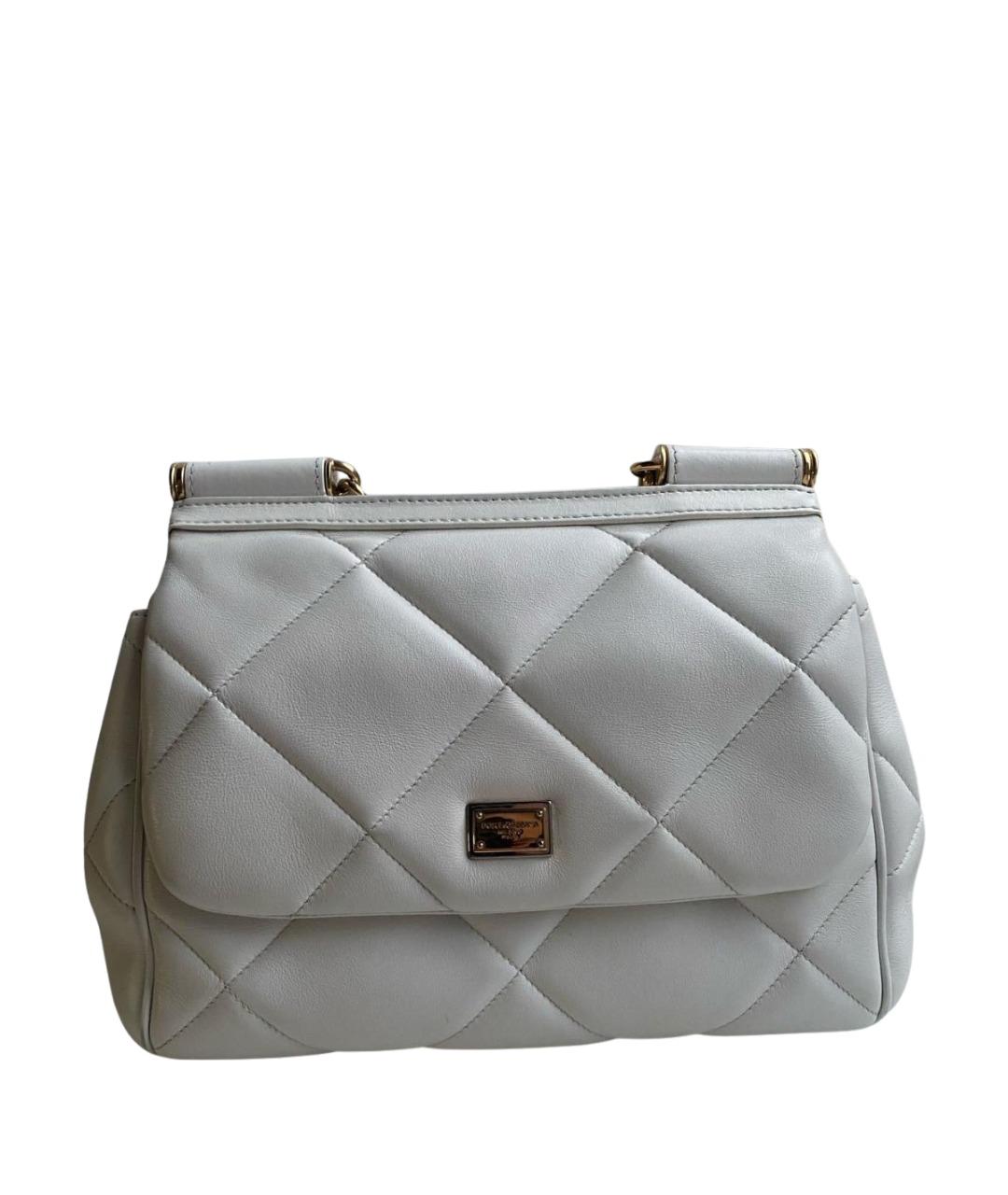 DOLCE&GABBANA Белая кожаная сумка с короткими ручками, фото 1