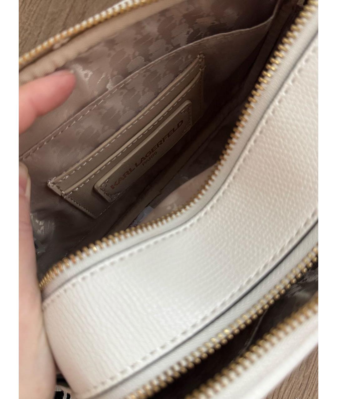 KARL LAGERFELD Белая кожаная сумка через плечо, фото 4