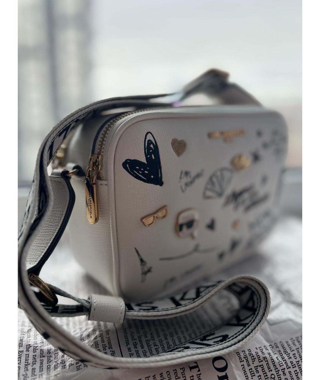 KARL LAGERFELD Белая кожаная сумка через плечо, фото 2